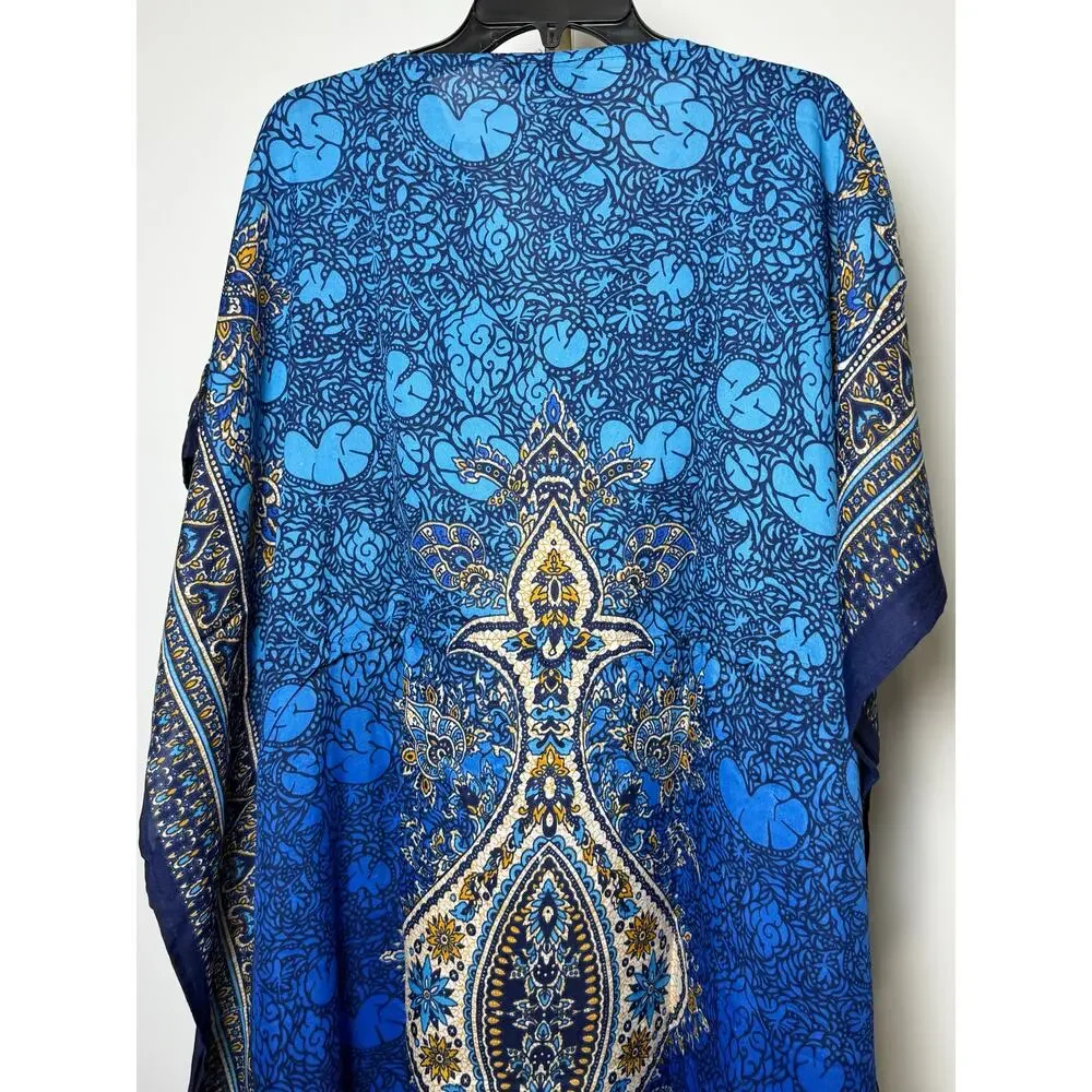 Women's Kaftan Print Kimono Stylish Loungewear, Beach Cover-Up - Picture 4 of 4